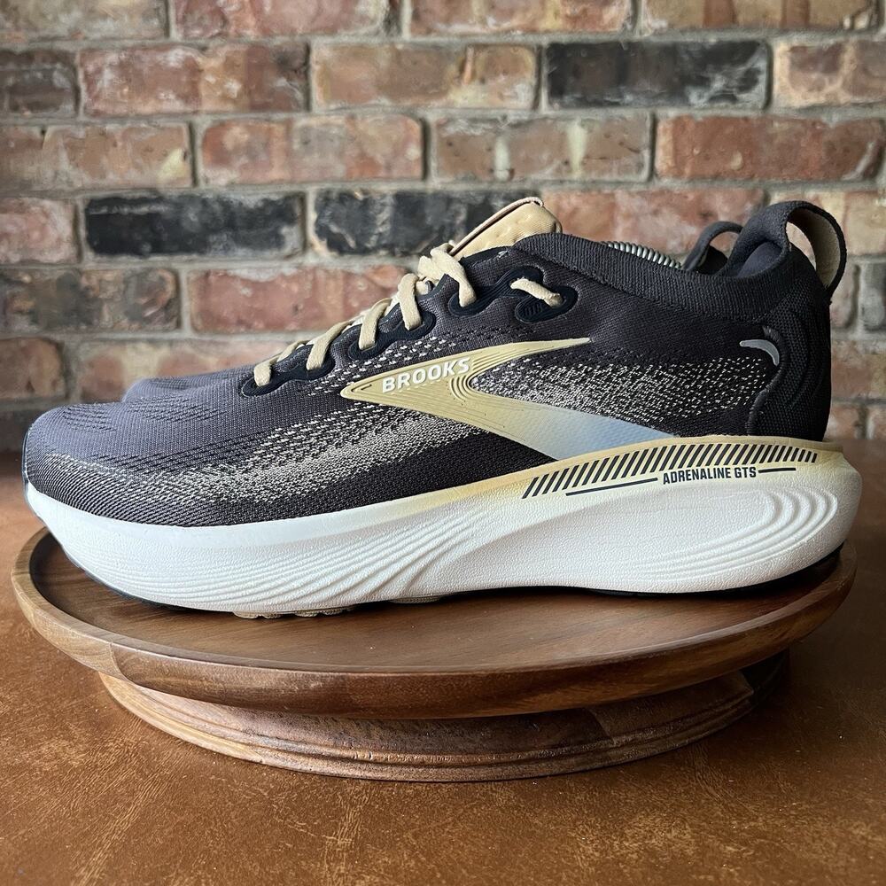 Brooks Adrenaline GTS 25 Supportive Mens 12.5 Black Gold Running Shoes Sneakers